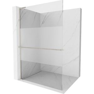 MEXEN/S Kioto+ L Sprchová zástěna WALK-IN s poličkou a držákem ručníků 70 x 200 cm, transparent/dekor, nikl kartáčovaná 800-070-123-97-35 obraz