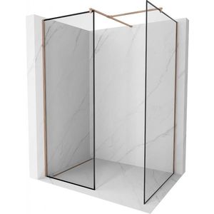 MEXEN/S Kioto Sprchová zástěna Walk-in 70 x 70 cm, černý vzor, růžové zlato 800-070-202-60-70-070 obraz