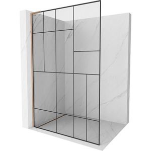 MEXEN/S Kioto L Sprchová zástěna WALK-IN 80 x 200 cm, černý vzor, měď kartáčovaná 800-080-103-65-78 obraz