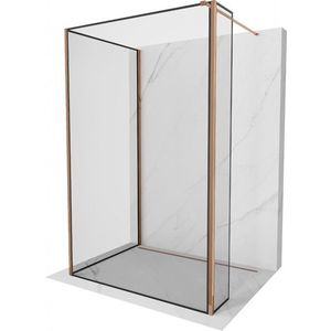 MEXEN/S Kioto Sprchová zástěna WALK-IN 90 x 70 x 30 cm, černý vzor, černá 800-090-070-221-70-70-030 obraz