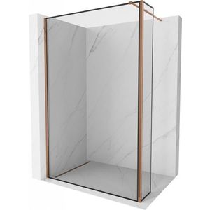 MEXEN/S Kioto Sprchová zástěna WALK-IN 90 x 30 cm, černá vzor, růžové zlato 800-090-212-60-70-030 obraz