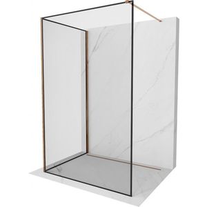 MEXEN/S Kioto Sprchová zástěna WALK-IN 90 x 70 cm, černá vzor, růžové zlato 800-090-212-60-70-070 obraz