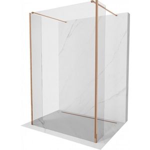 MEXEN/S Kioto Sprchová zástěna WALK-IN volněstojící 95 x 30 x 30 cm, transparent, růžové zlato 800-095-030-222-60-00-030 obraz