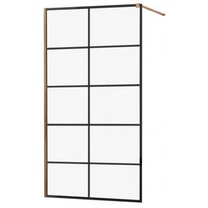 MEXEN/S KIOTO Sprchová zástěna WALK-IN 70x200 cm 8 mm, růžové zlato, černý vzor 1 800-070-101-60-77 obraz