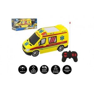 Auto RC ambulance plast 20cm na dálkové ovládání 27MHz na baterie se světlem v krabici 28x13x11cm obraz