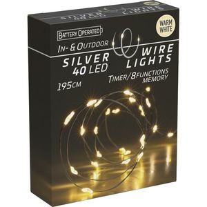 Světelný drát s časovačem Silver Wire, 40 LED, teplá bílá, 195 cm obraz