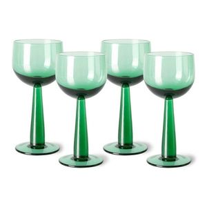 Set 4ks zelená sklenice na víno na vysoké noze The Emeralds - Ø 8*17cm/ 200ml AGL4472 obraz