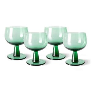 Set 4ks zelená sklenice na víno na nízké noze The Emeralds - Ø 8*11cm/ 250ml AGL4475 obraz