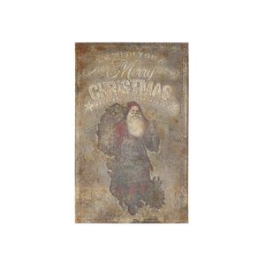 Vintage kovový nástěnný obraz se Santou Merry Christmas - 64*1*100 cm 52045913 obraz