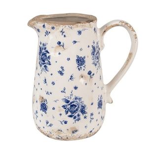 Béžový keramický džbán s modrými růžemi Blue Rose - 16*12*18 cm 6CE1660M obraz