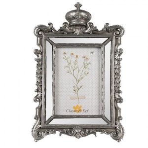 Stříbrný antik fotorámeček se zrcátky a korunkou Baroque - 18*3*30 cm / 10*15 cm 2F1109 obraz