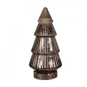 Hnědý skleněný dekorační svítící stromek LED Tree - Ø 8*16 cm 6GL4603 obraz