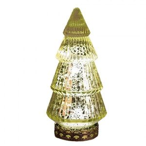 Zelený skleněný dekorační svítící stromek LED Tree - Ø 8*16 cm 6GL4602 obraz