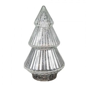 Stříbrný skleněný dekorační svítící stromek LED Tree - Ø 13*23 cm 6GL4573ZI obraz