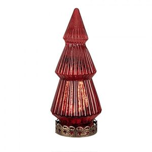 Červený skleněný dekorační svítící stromek LED Tree - Ø 7*16 cm 6GL4569R obraz