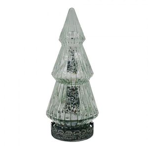 Stříbrný skleněný dekorační svítící stromek LED Tree - Ø 7*16 cm 6GL4569ZI obraz