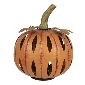 Oranžová kovová dekorace dýně Pumpkin s Led světýlky - Ø 28*34 cm 6Y5615 obraz