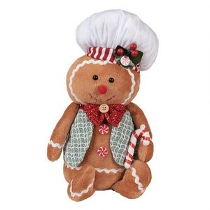 Hnědá vánoční plyšová dekorace Perníček Gingerbread - 19*14*35 cm 65583 obraz