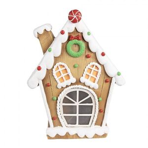 Hnědá svítící perníková chaloupka Gingerbread House - 27*11*36 cm 6MG0050 obraz