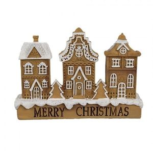 Hnědá dekorace perníkových domků v řadě Merry Christmas - 13*4*10 cm 6PR4194 obraz