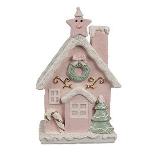 Růžová svítící perníková chaloupka Gingerbread House - 10*8*15 cm 6PR4199 obraz