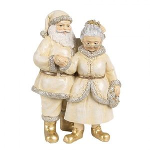 Béžová vánoční dekorace Santa s babčou - 11*8*16 cm 6PR4166 obraz