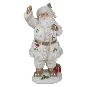 Bílá dekorace figurka Santa Claus s pytlem dárků - 14*16*31 cm 6PR4296 obraz