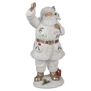 Bílá dekorace figurka Santa Claus s pytlem dárků - 21*23*43 cm 6PR4295 obraz