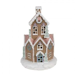 Hnědá svítící perníková chaloupka Gingerbread House - Ø 14*22 cm / 3*AAA 6PR4308 obraz