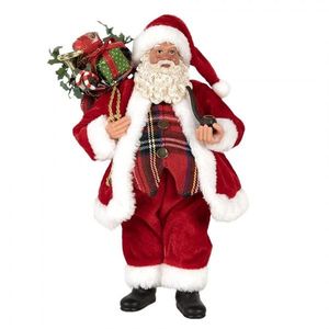 Červená vánoční dekorace taťka Santa Claus s dárky - 16*10*27 cm 65596 obraz