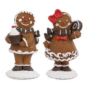 Hnědá vánoční dekorace 2ks Perníček Gingerbread - 2*2*5 / 2*2*5 cm 6PR4306 obraz