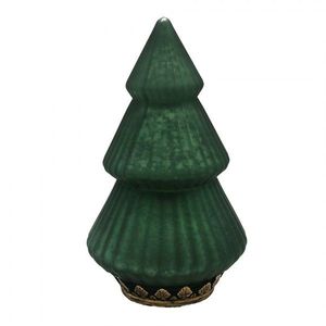 Tmavě zelený skleněný dekorační svítící stromek LED Tree - Ø 13*23 cm 6GL4577 obraz