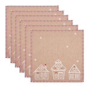 6ks hnědý ubrousek s perníkovými chaloupkami Gingerbread Bliss - 40*40cm GBB43 obraz