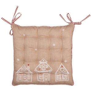 Hnědý podsedák s perníkovými chaloupkami Gingerbread Bliss - 40*40*4 cm GBB29 obraz