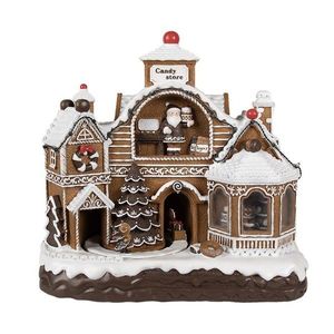 Hnědá svítící a hrající perníková chaloupka Gingerbread House - 33*17*30 cm 6PR4313 obraz