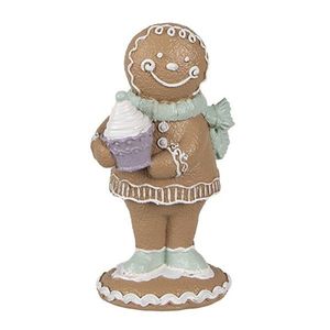 Hnědá vánoční dekorace Perníček Gingerbread s dortíkem - 6*4*11 cm 6PR4319 obraz