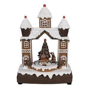 Hnědá svítící a hrající perníková chaloupka Gingerbread House - 20*11*27 cm 6PR4312 obraz