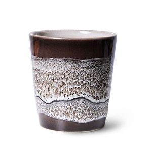 Hnědý retro hrnek na kávu Coffee 70s Rock on - Ø 7, 5*8cm / 230 ml ACE7190 obraz