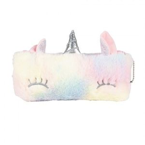 Duhová plyšová toaletní taštička Unicorn - 21*2*14 cm JZWA0207 obraz