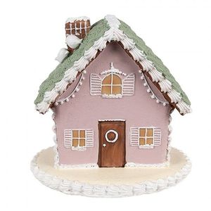 Růžová vánoční perníková chaloupka Gingerbread House - 13*13*12 cm 6PR4355 obraz