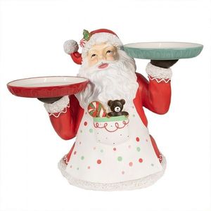 Bílo-červená dekorace figurína Santa Claus s podnosy - 55*33*44 cm 6PR4248 obraz