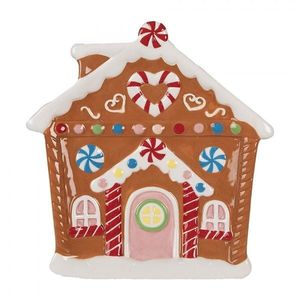 Dezertní keramický talířek perníková chaloupka Gingerbread House - 20*21*2 cm 6CE1784 obraz