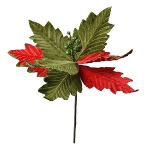 Dekorace zápich červeno-zelená květina vánoční hvězda Poinsettia - Ø 26*28 cm 65833 obraz