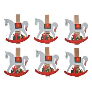 Set 8ks malý dřevěný kolíček s houpacími koníky - 4*1*4 cm 65637 obraz