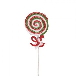 Bílo-červený vánoční zápich lízátka Lollipop - 10*1*42 cm 65855 obraz