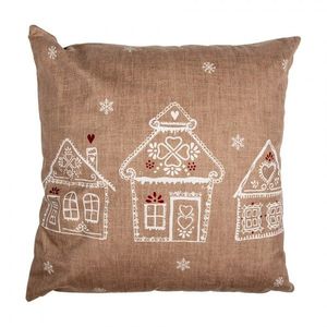 Hnědý povlak na polštář s perníkovými chaloupkami Gingerbread Bliss - 45*45 cm GBB22 obraz