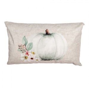 Béžovo-šedý povlak na polštář s dýní a květy Country Style Pumpkin - 30*50 cm CSP36-2 obraz