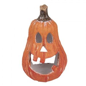 Oranžová keramická dekorace dýně Halloween - 11*10*18 cm 6CE1762 obraz