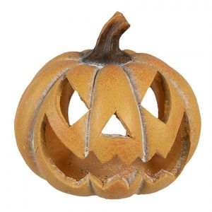 Oranžová keramická dekorace dýně Halloween - 15*14*13 cm 6CE1760 obraz