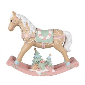 Dekorace béžovo-růžový vánoční houpací koník Horse Pastello - 41*10*37 cm 6PR4260 obraz